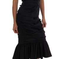 Black Mermaid Ruched Gown Dress