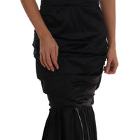 Black Mermaid Ruched Gown Dress