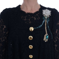 Black A-line Taormina Lace Crystal Dress