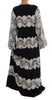 Black Silk Floral Lace Kaftan Dress