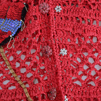 Red Fairy Tale Fur Crystal Cardigan Sweater