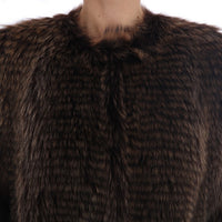 Brown Raccoon Fur Coat Jacket