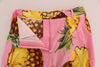 Multicolor Pineapple Print Cotton Capri Pants