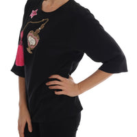 Black Silk Fairy Tale Top Crystal Blouse