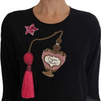 Black Silk Fairy Tale Top Crystal Blouse