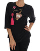 Black Silk Fairy Tale Top Crystal Blouse