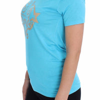 Blue Crew-neck Studded T-shirt