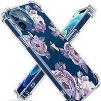 Clear Floral Case iPhone 12 and iPhone 12 Pro 6.1in 2020, Flexible TPU Shockproof