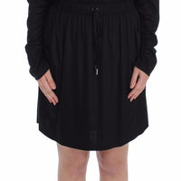 Black Modal Silk Shift Knee Dress