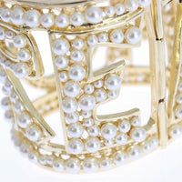 Gold Brass White Pearl AMORE Bangle