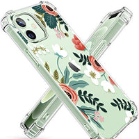 Clear Floral Case iPhone 12 and iPhone 12 Pro 6.1in 2020, Flexible TPU Shockproof