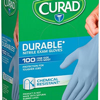 Curad Nitrile Disposable Exam Gloves, Durable and Chemical Resistant (100 Ct)