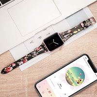 Genuine Leather Floral Apple Watch Band 38mm 40mm Series 5 4 3 2 1