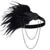 Roaring 20s Black Feather and Beads Headband - Hull Hill