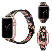 Genuine Leather Floral Apple Watch Band 38mm 40mm Series 5 4 3 2 1