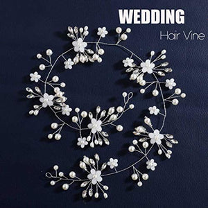 Long Crystal Flowers Hair Vine Bridal  Headpiece - Hull Hill