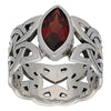 Borre Knot Deep Red Garnet Ellipse Viking Braided Wedding Band Norse Celtic Sterling Silver Ring - Hull Hill