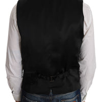 Gray Wool Patterned Slim Vest
