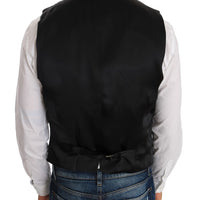 Black Wool Silk Vest