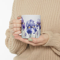 Irises All Around Ceramic White Mug 11oz