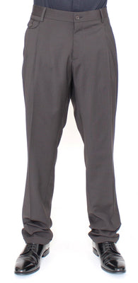 Brown Wool Stretch Pleated Pants