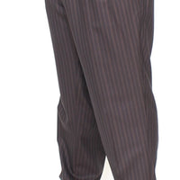 Brown Wool Stretch Pleated Pants