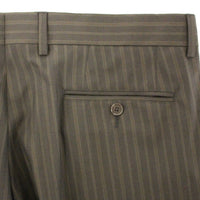 Brown Wool Stretch Pleated Pants