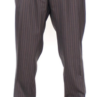 Brown Wool Stretch Pleated Pants