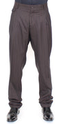 Brown Wool Stretch Pleated Pants