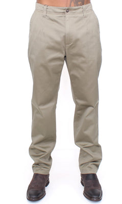 Green Cotton Slim Fit Chinos Pants