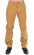 Yellow Cotton Straight Fit Chinos