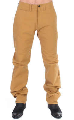 Yellow Cotton Straight Fit Chinos