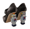 Gray Velvet Robot Heels Mary Janes