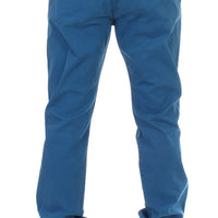Blue Cotton Straight Fit Chinos
