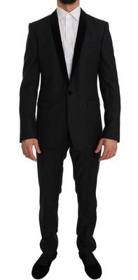 Gray Black Tuxedo GOLD Slim Fit Smoking Suit