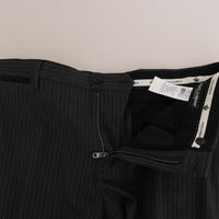 Gray Black Cotton Striped Dress Trousers Pants