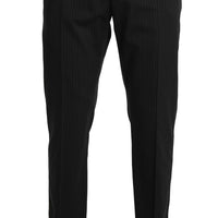 Gray Black Cotton Striped Dress Trousers Pants