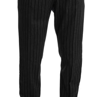 Gray Wool Black Stripe Regular Trousers Pant