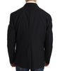 Gray Striped Wool Jacket Coat Slim Blazer