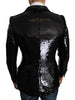 Black Sequin Shiny Slim Blazer