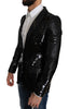 Black Sequin Shiny Slim Blazer