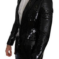 Black Sequin Shiny Slim Blazer