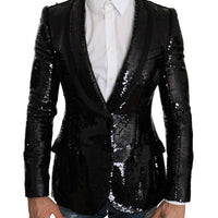 Black Sequin Shiny Slim Blazer