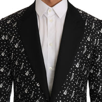 Black Silk Jazz Guitar Blazer Jacket