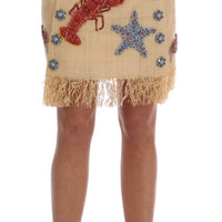 Crystal Beige Palm Fiber Skirt
