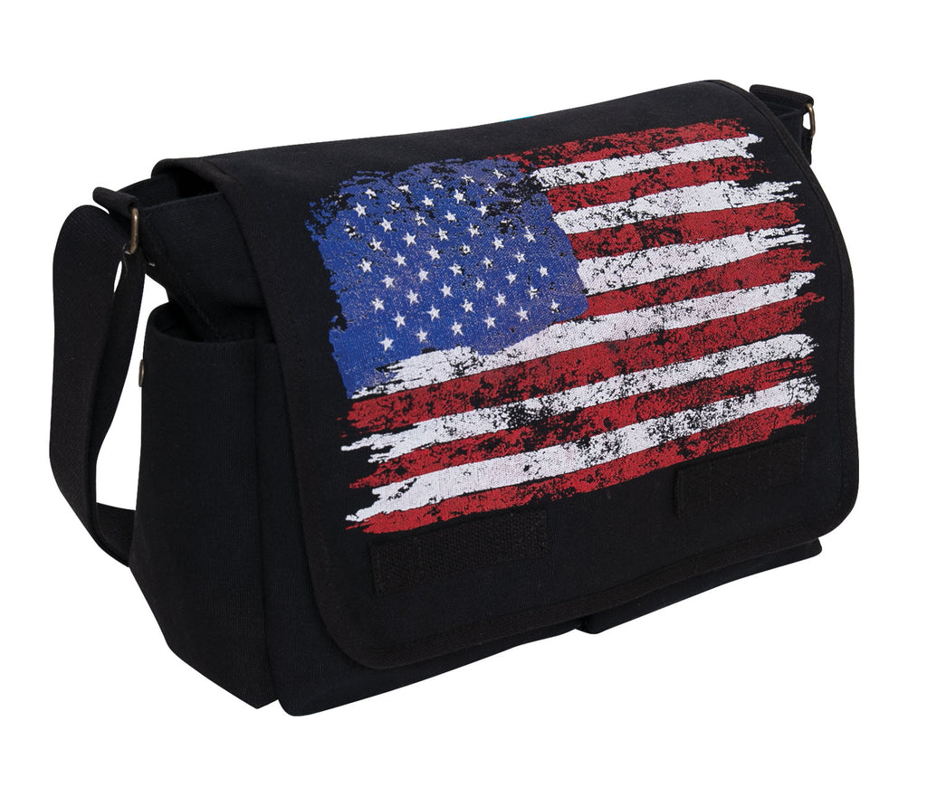 Distressed U.S. Flag Canvas Messenger Bag