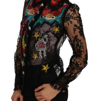 Black Lace Crystal SPACE Shirt