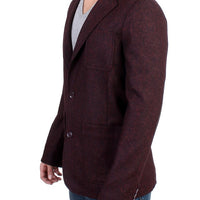 Bordeaux Wool Blend Two Button Blazer