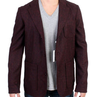 Bordeaux Wool Blend Two Button Blazer