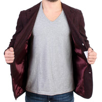 Bordeaux Wool Blend Two Button Blazer